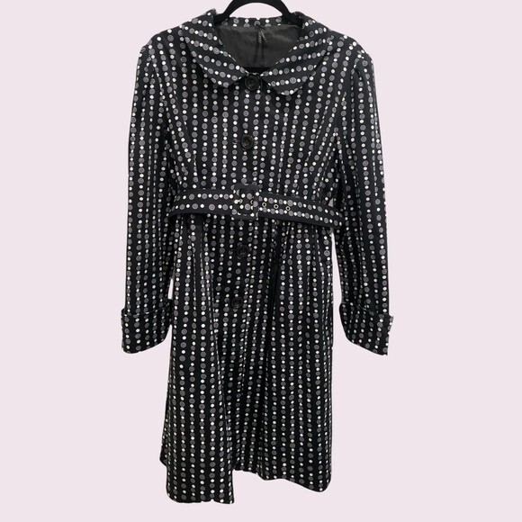 Lapis Belted Print Trench Coat SZ L EUC - Picture 1 of 6